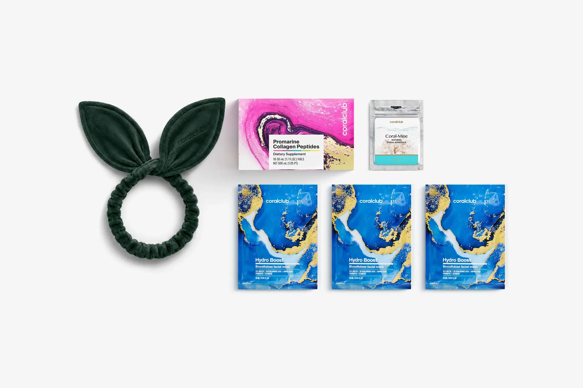 In & Out Starter Pack Promarine Collagen Peptides (10 fiolek) + Hydro Boost Biocellulose Facial Mask (3 szt.)