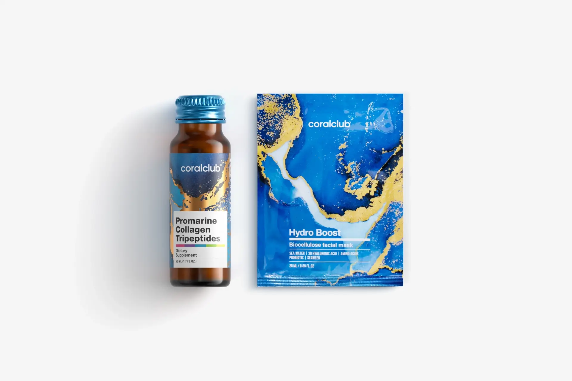 In & Out Mini Set Promarine Collagen Tripeptides (1 fiolka) + Hydro Boost Biocellulose Facial Mask (1 szt.)