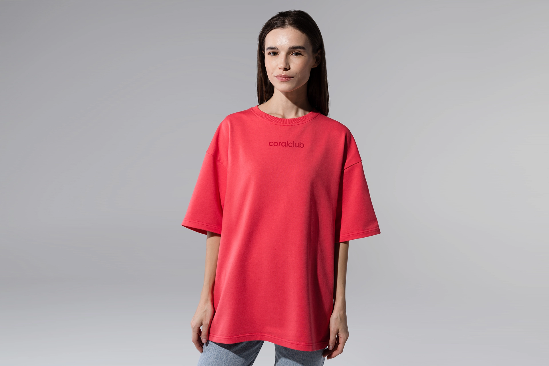 T-shirt oversize, koralowy