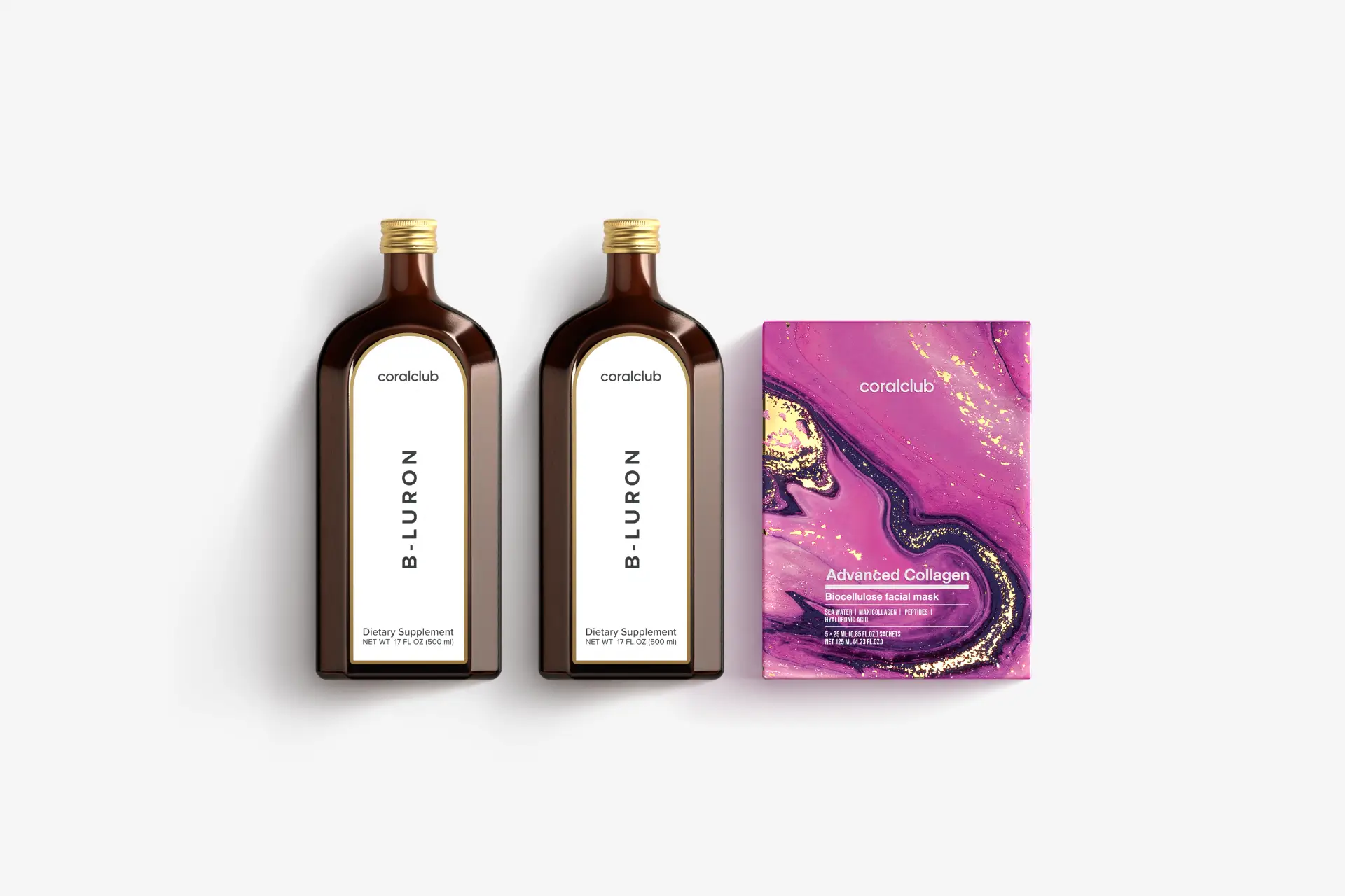 B-Luron (2 x 500 ml) + Advanced Collagen Biocellulose Facial Mask (5 szt.)