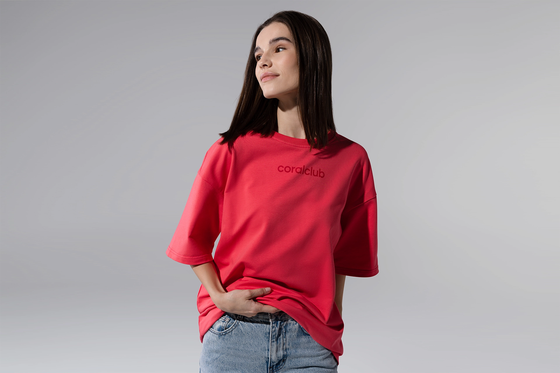 T-shirt oversize, koralowy