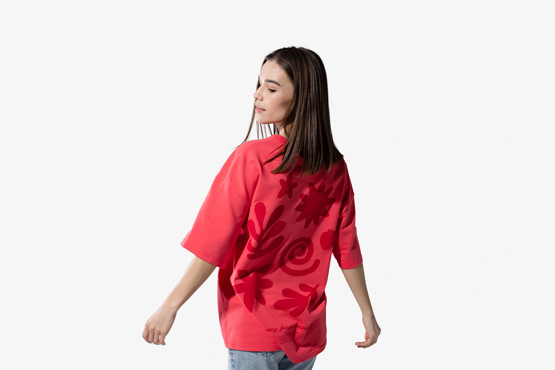 T-shirt oversize, koralowy