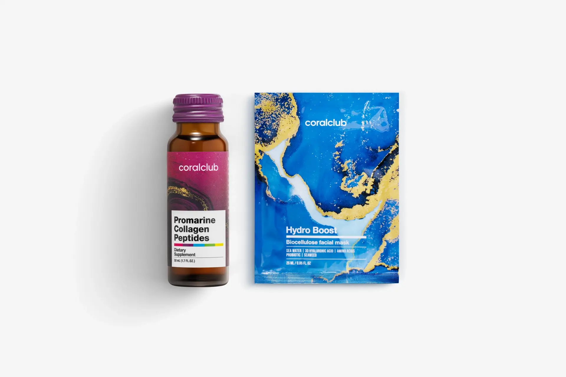 In & Out Mini Set Promarine Collagen Peptides (1 fiolka) + Hydro Boost Biocellulose Facial Mask (1 szt.)