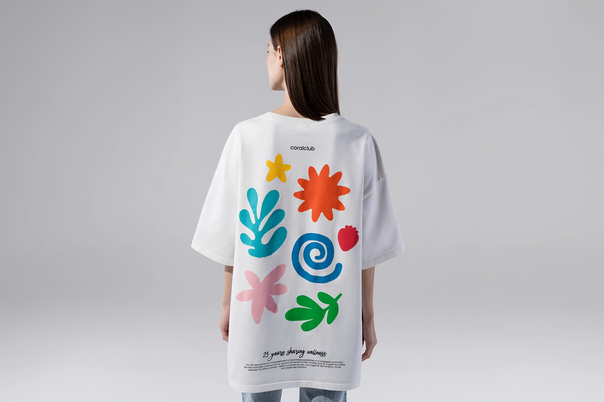 T-shirt oversize, kremowy