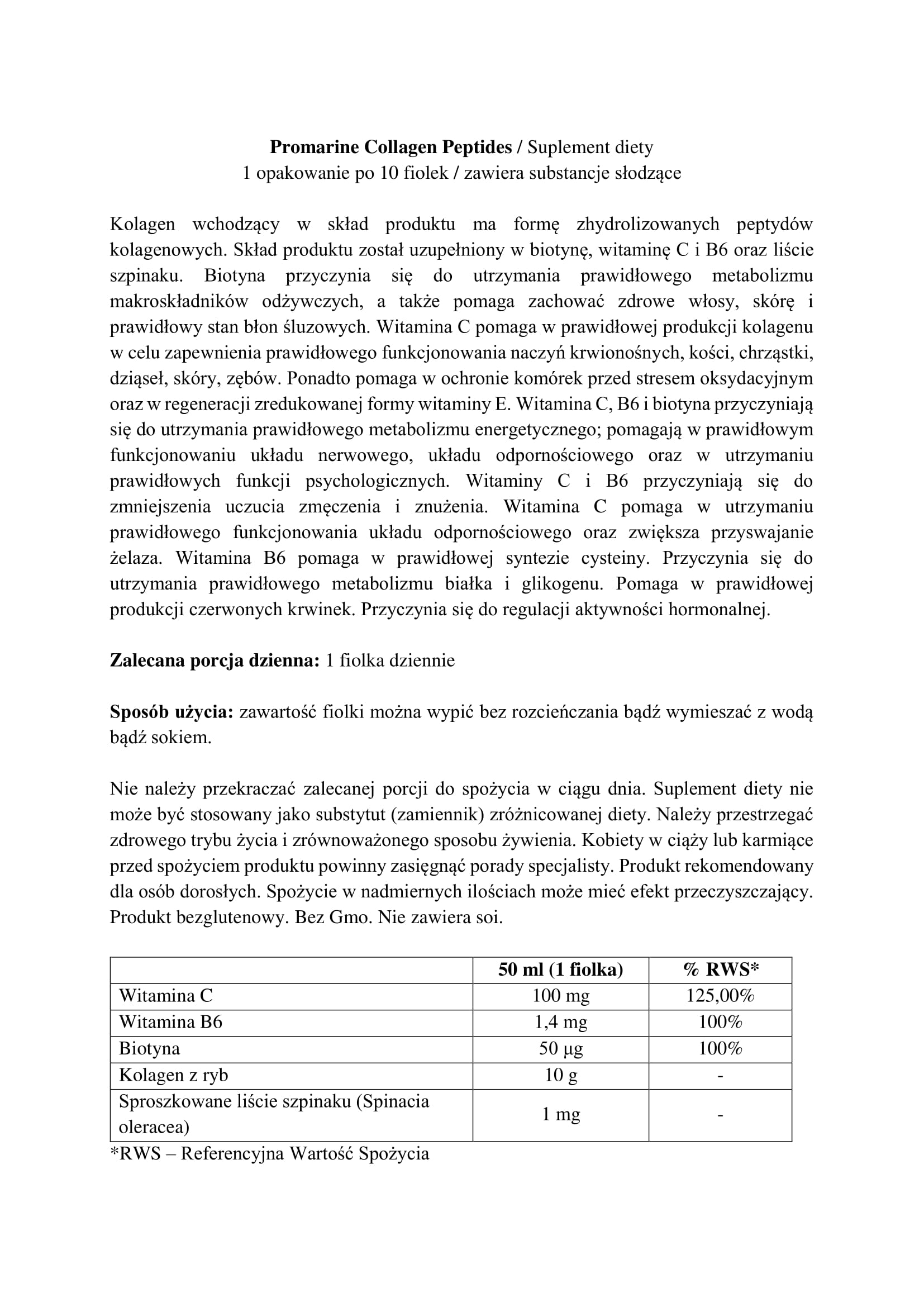 Promarine Collagen Peptides - 3 opakowania po 10 fiolek | Coral Club ...