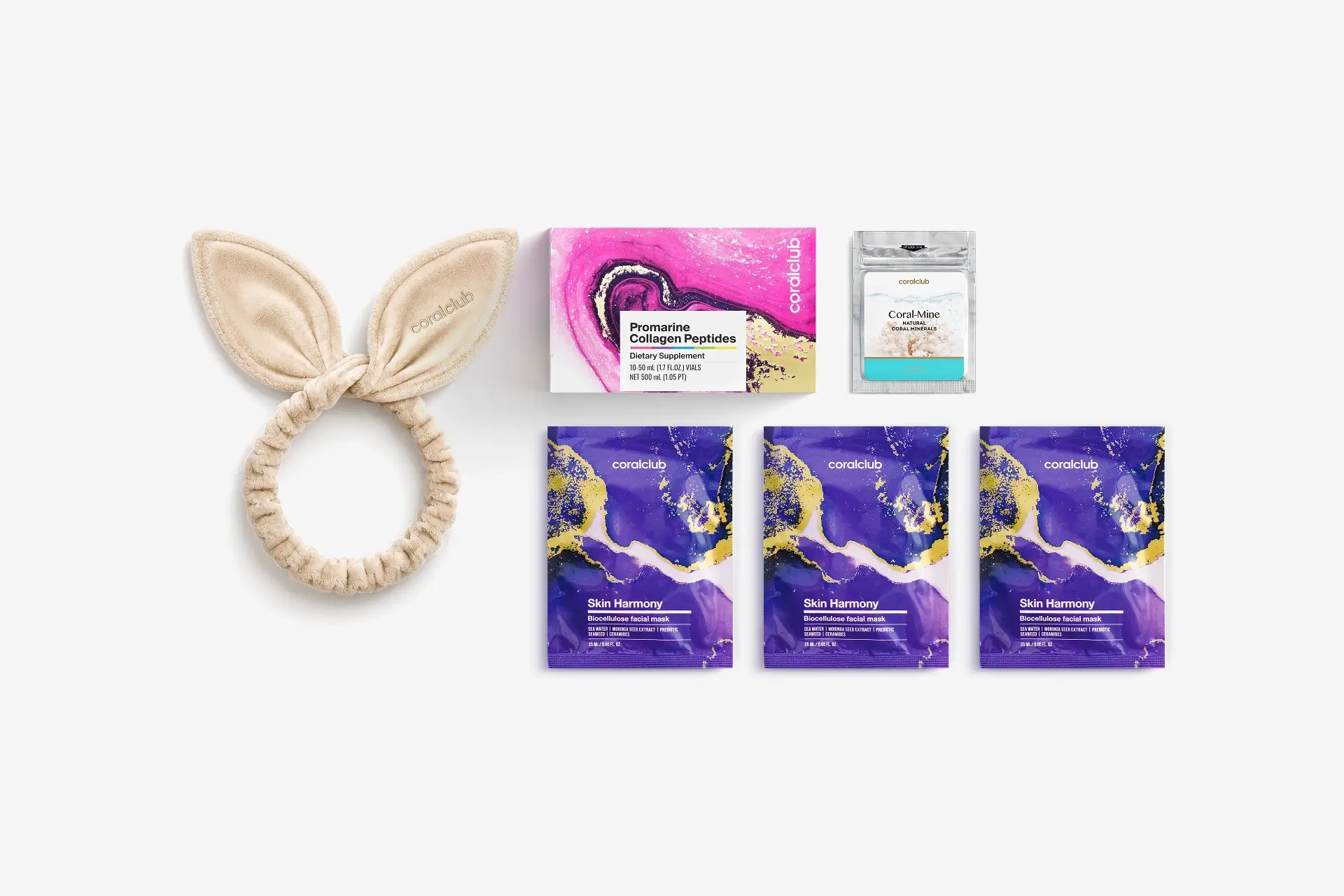 In & Out Starter Pack Promarine Collagen Peptides (10 fiolek) + Skin Harmony Biocellulose Facial Mask (3 szt.)