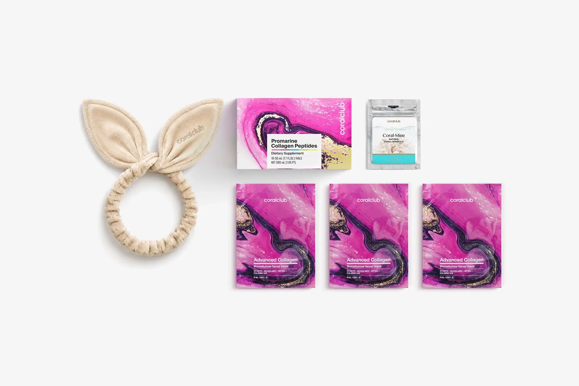 In & Out Starter Pack Promarine Collagen Peptides (10 fiolek) + Advanced Collagen Biocellulose Facial Mask (3 szt.)