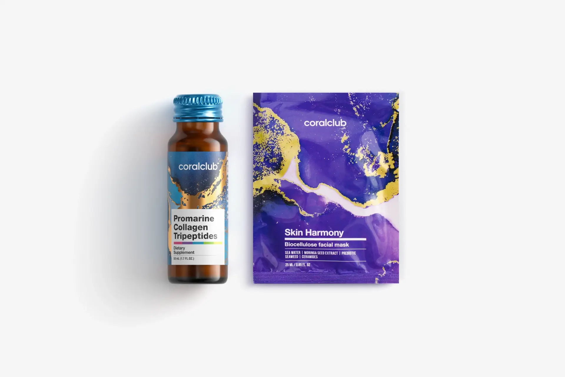 In & Out Mini Set Promarine Collagen Tripeptides (1 fiolka) + Skin Harmony Biocellulose Facial Mask (1 szt.)